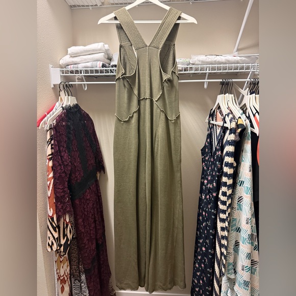 Anthropologie “Palmra Jumpauit” Green V-Neck Wide-Leg - Picture 4 of 4